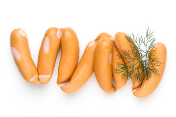 Pork sausage isolated on white background.