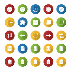 UI/UX flat design long shadow glyph icons set