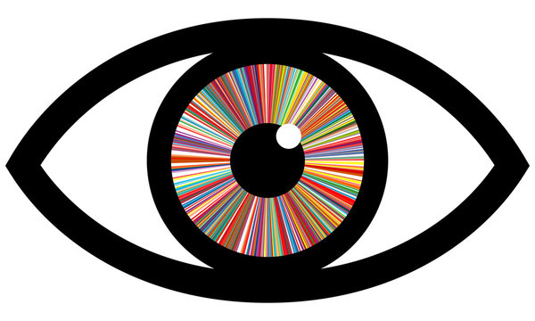 Rainbow color eye of the man