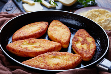 close-up of hot fried cornbread pancakes