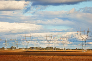 .High Voltage Power Line on an Agricultural Field