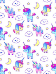 Cute Unicorn Seamless Pattern. Magic Dream. Kids Design.