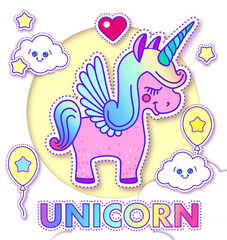 Cute Greeting Cards with Magic Unicorn.