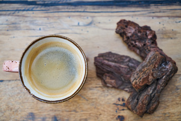 coffee on wooden table