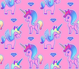 Cute Unicorn Seamless Pattern. Magic Dream. Kids Design.