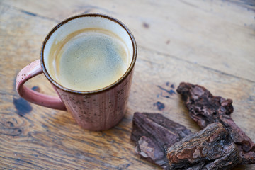 coffee on wooden table