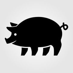 Pig icon isolated on white background. Vector illustration.