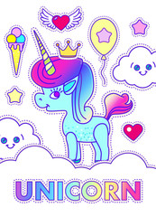 Cute Greeting Cards with Magic Unicorn.