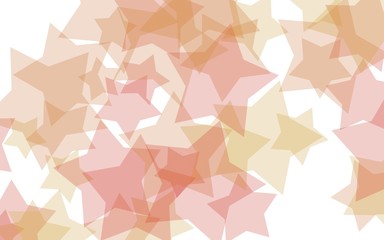 Multicolored translucent stars on a white background. Orange tones. 3D illustration
