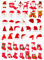 santa claus hat, socks, set
