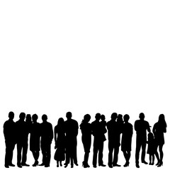 vector, isolated, crowd, group of people silhouette