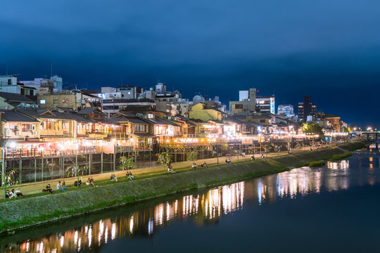 amazing view of pontocho district at night, Kyoto