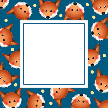 Cute Red Fox on Indigo Blue Banner Card