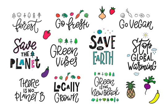 Save the Planet Earth vegan print quote lettering