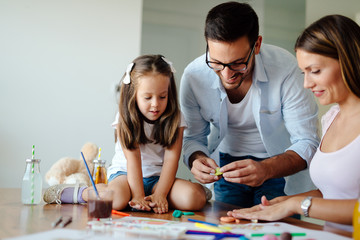 Fototapeta premium Happy familiy spending fun time at home