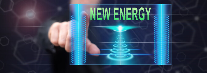 Man touching a new energy concept