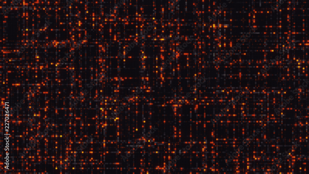 Poster big data of random orange numbers digital code
