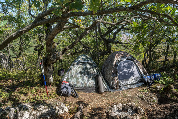 Camping with a tent