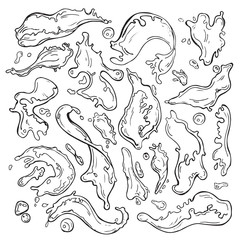 Liquid hand drawn splashes and shapes