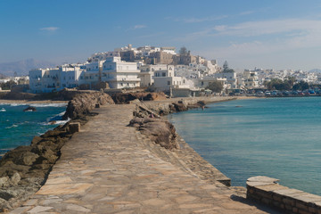 Panorama miasta Hora na wyspie Naxos