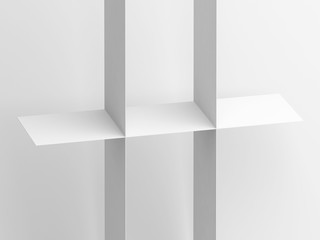 White intersected stripes structure 3d render