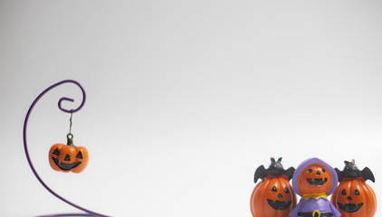 Halloween holiday pumpkins and others on white background