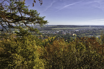 Obraz premium Beautiful HDR landscape panorama of Mnisek pod Brdy town in Czech republic.
