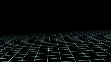 Simple grid background with copyspace. 3D perspective with moving camera.