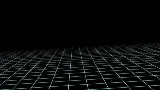 Simple grid background with copyspace. 3D perspective with moving camera.