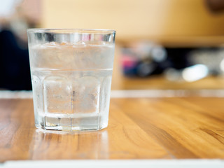 A glass of water with ice