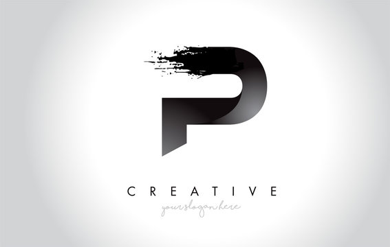 P Letter Design with Brush Stroke and Modern 3D Look.