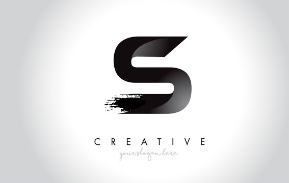 S Letter Design with Brush Stroke and Modern 3D Look.