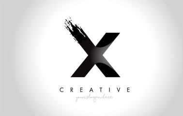 X Letter Design with Brush Stroke and Modern 3D Look.