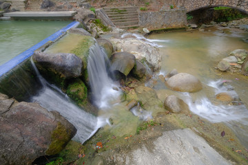 Continuous water flowing in the river of Ulu Bendul, Malaysia