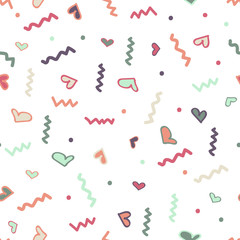 Seamless pattern with hearts. Vector doodle texture