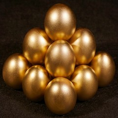 Golden eggs. Gold eggs on black background