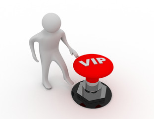 3d man with vip (very inportant person) button