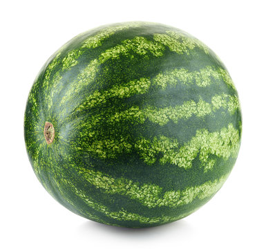 Whole fresh watermelon isolated on white