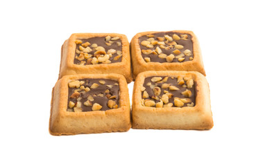 cookies with chocolate and nuts isolated