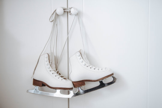 White skates for figure skating.