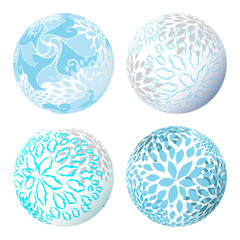 Abstract vector 3d shape or sphere with flower ornament