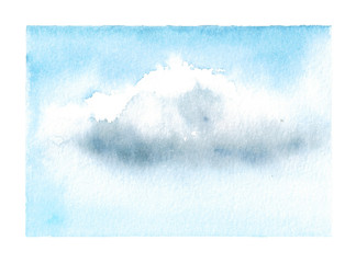 Watercolor hand drawn illustration sketch of a cloud in the sky art with paper texture
