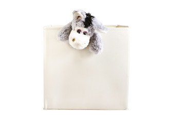 Toys box on white