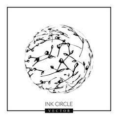 Abstract vector 3d shape or sphere illustration with doodles