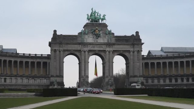 Brussels, Belgium - 02/14/2017 View of Cinquantenaire park