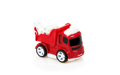 Red fire truck on white