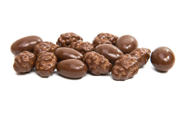 chocolate covered nuts isolated
