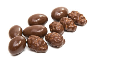 chocolate covered nuts isolated