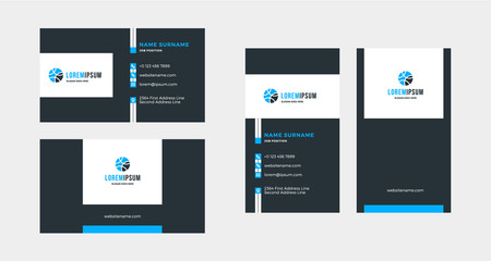 Double-sided creative business card template. Portrait and landscape orientation. Horizontal and vertical layout. Vector illustration