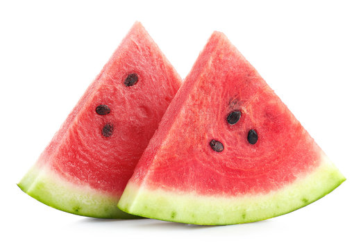 Two slices of ripe watermelon